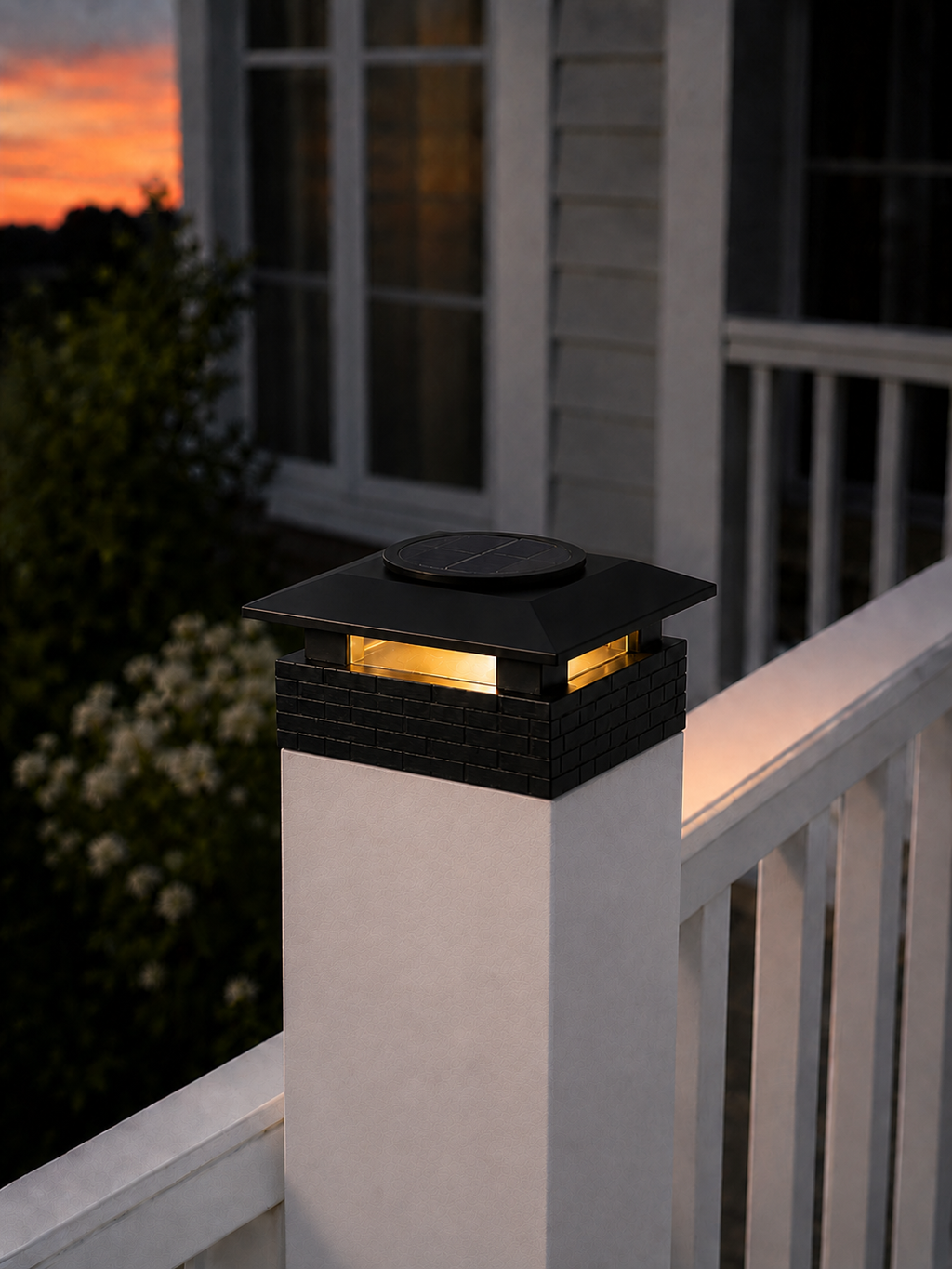 Square Column 4.5-Inch Low-Profile Roof Solar Post Cap Mood Light – Black