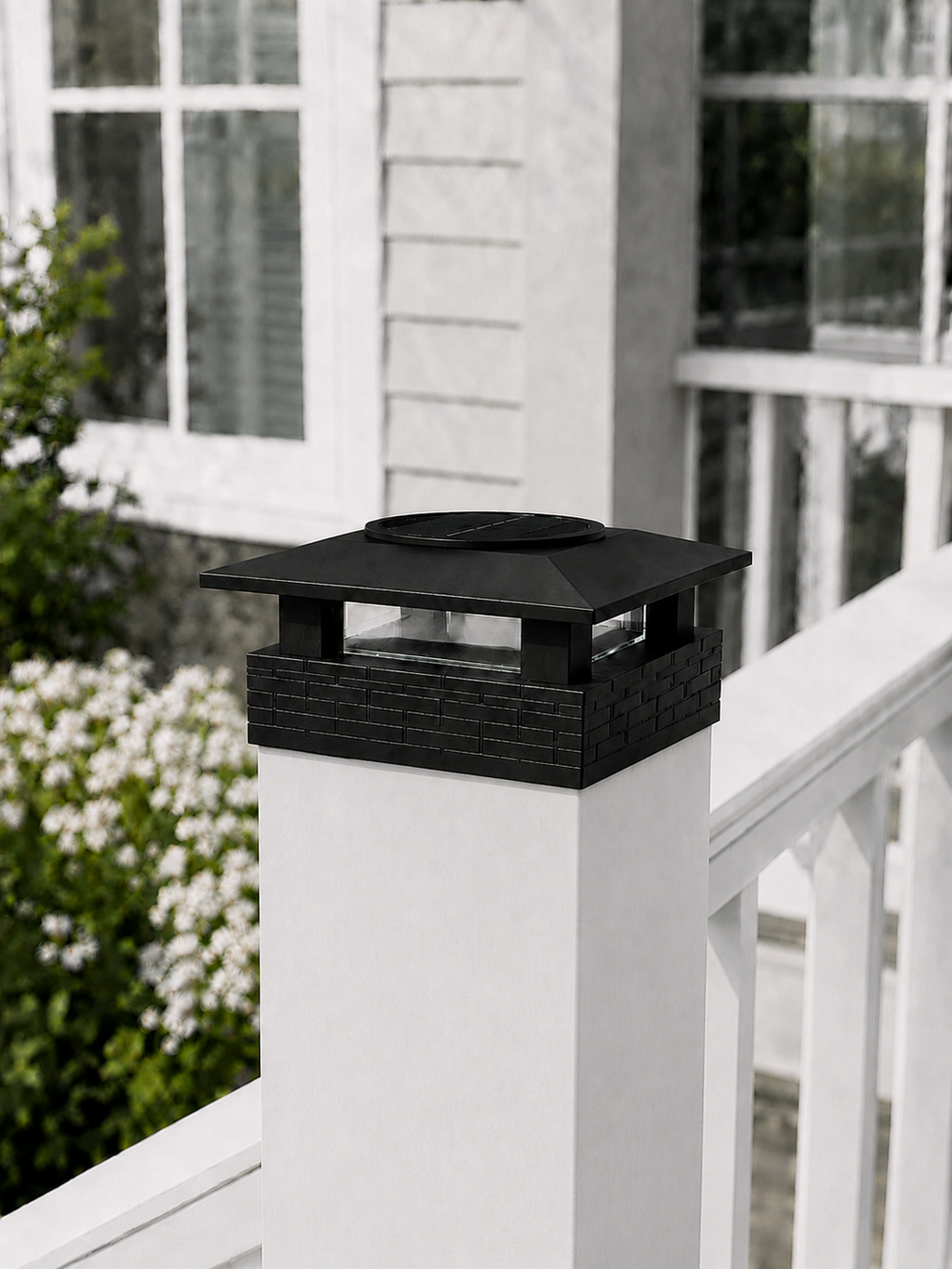 Square Column 4.5-Inch Low-Profile Roof Solar Post Cap Mood Light – Black