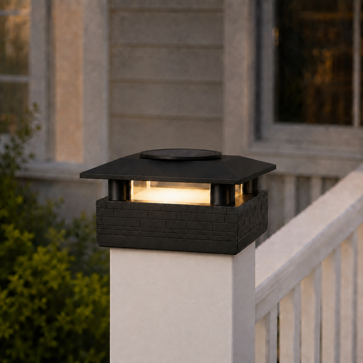 Round Column 4.5-Inch Low-Profile Roof Solar Post Cap Mood Light – Black