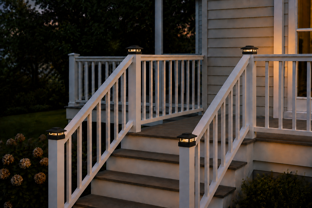 Round Column 4.5-Inch Low-Profile Roof Solar Post Cap Mood Light – Black