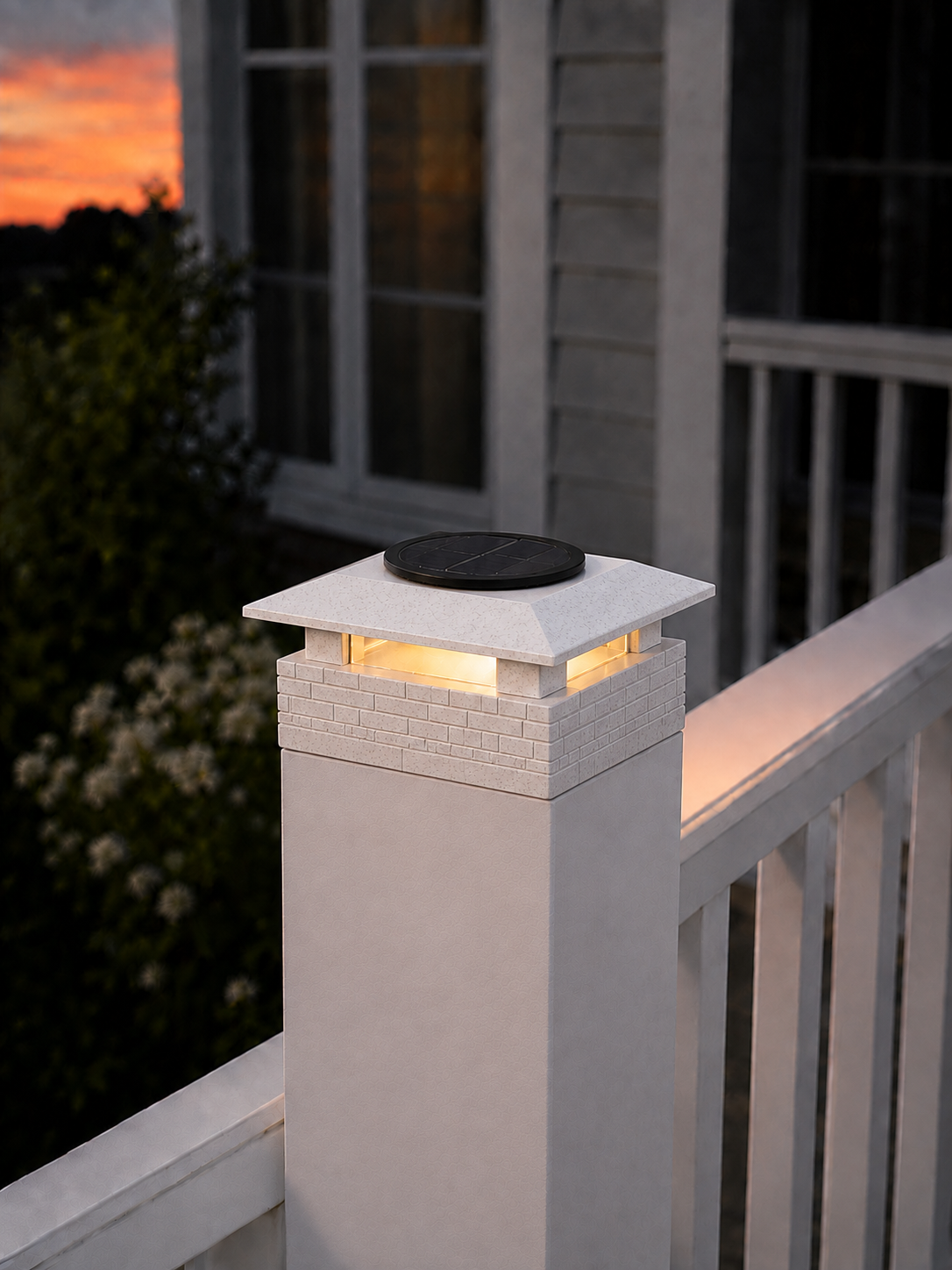 Square Column 4.5-Inch Low-Profile Roof Solar Post Cap Mood Light – Marble