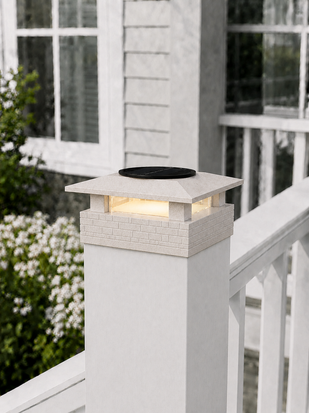 Square Column 4.5-Inch Low-Profile Roof Solar Post Cap Mood Light – Marble