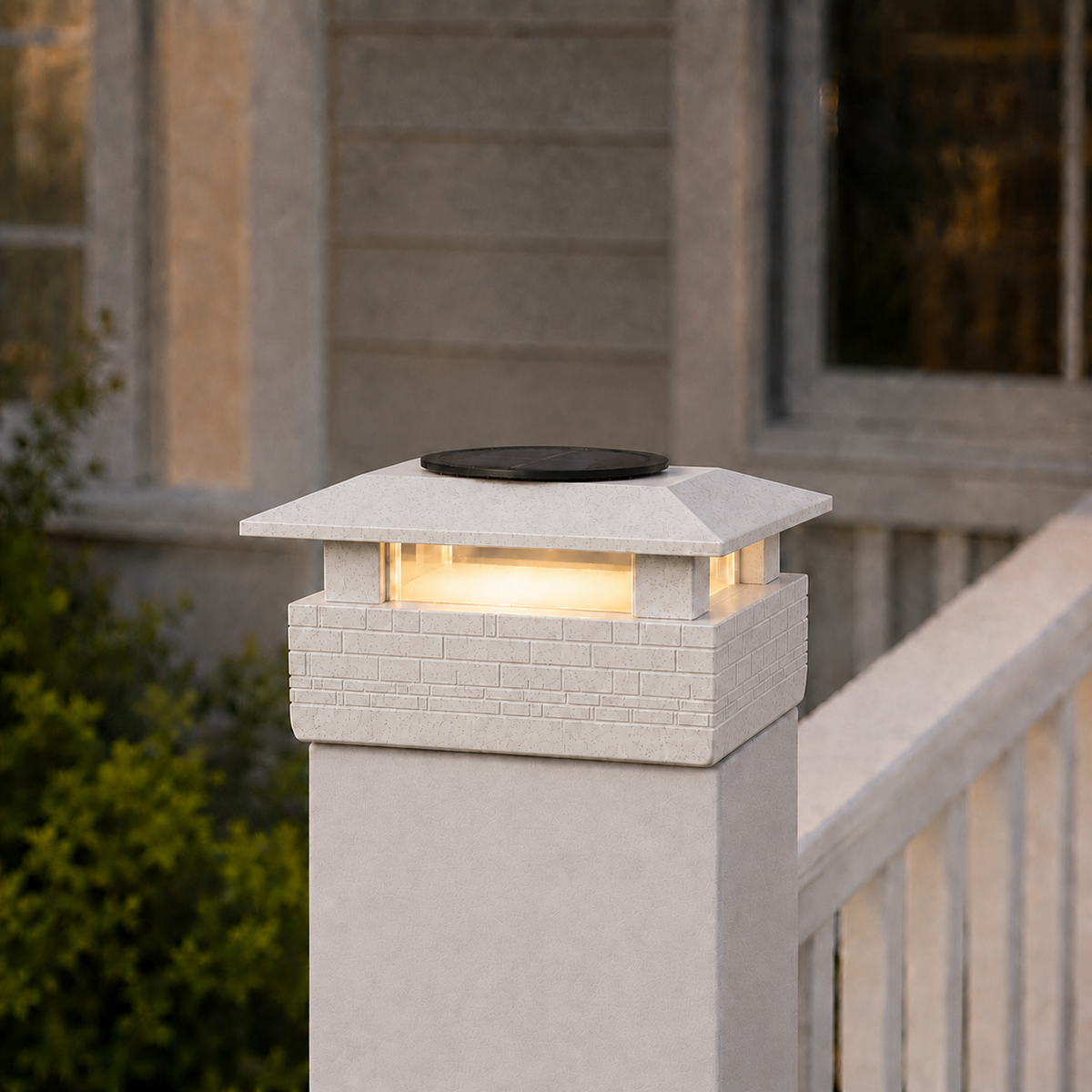 Square Column 4.5-Inch Low-Profile Roof Solar Post Cap Mood Light – Marble