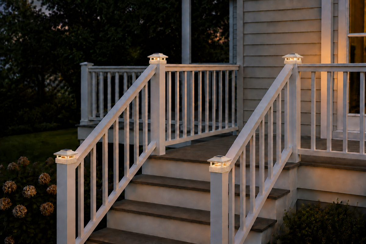Round Column 4.5-Inch Low-Profile Roof Solar Post Cap Mood Light – Marble