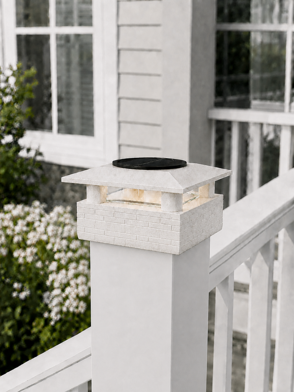 Round Column 4.5-Inch Low-Profile Roof Solar Post Cap Mood Light – Marble