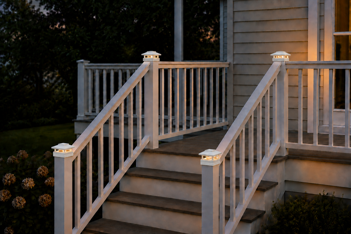Round Column 4.5-Inch Low-Profile Roof Solar Post Cap Mood Light – White