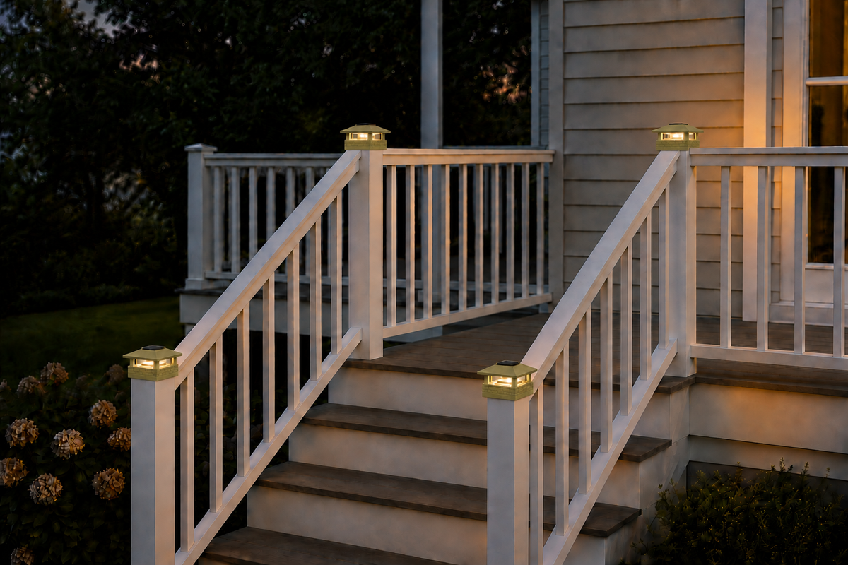 Round Column 4.5-Inch Low-Profile Roof Solar Post Cap Mood Light – Natural Green