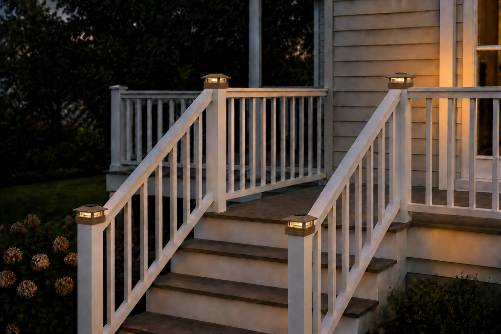 Round Column 4.5-Inch Low-Profile Roof Solar Post Cap Mood Light – Olive Brown