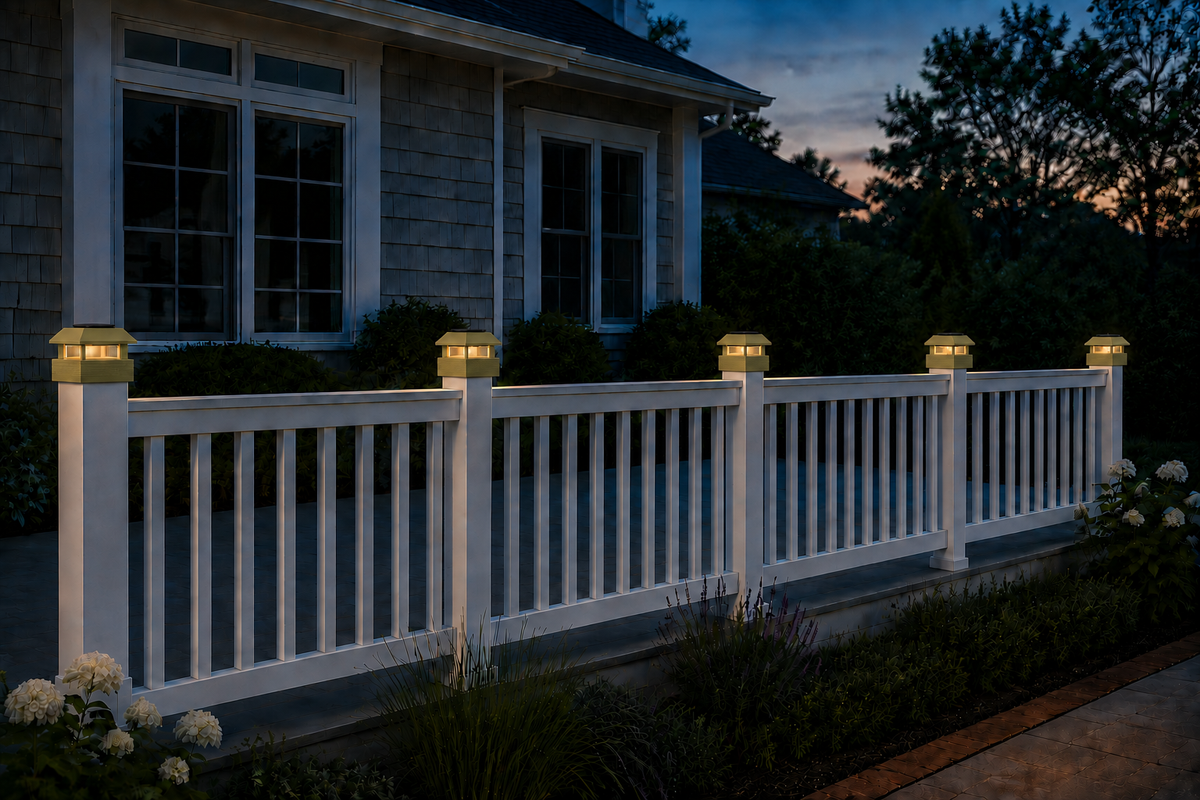 Square Column 4.5-Inch High-Profile Roof Solar Post Cap Mood Light – Natural Green