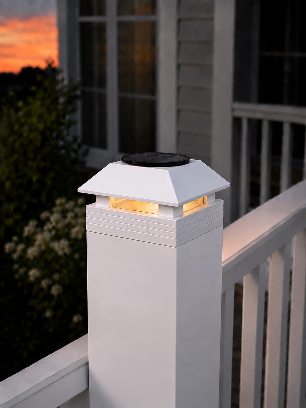 Square Column 4.5-Inch High-Profile Roof Solar Post Cap Mood Light – White