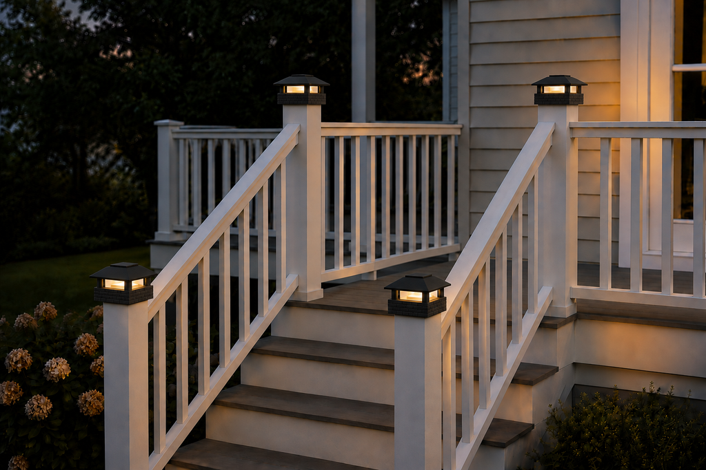 Round Column 4.5-Inch High-Profile Roof Solar Post Cap Mood Light – Black