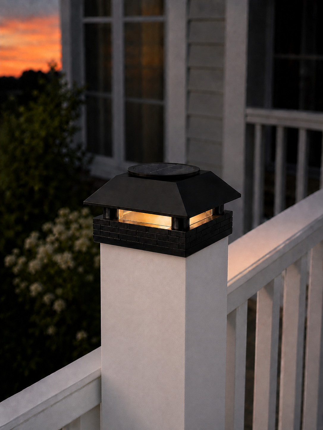 Round Column 4.5-Inch High-Profile Roof Solar Post Cap Mood Light – Black