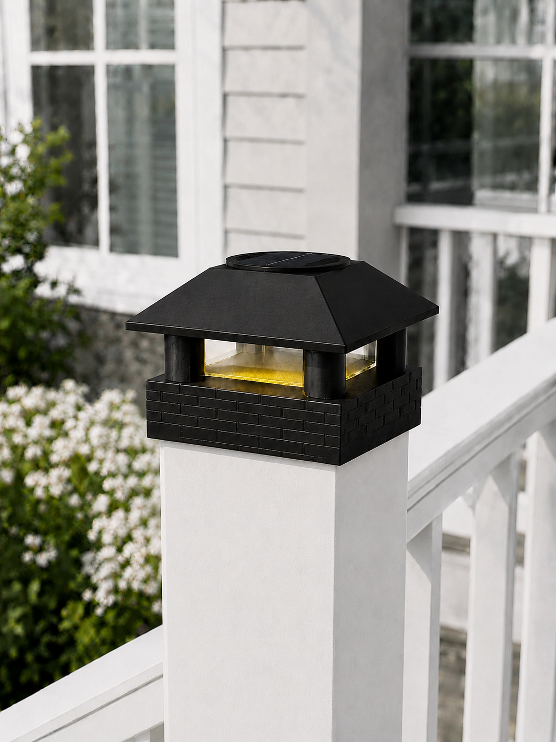 Round Column 4.5-Inch High-Profile Roof Solar Post Cap Mood Light – Black