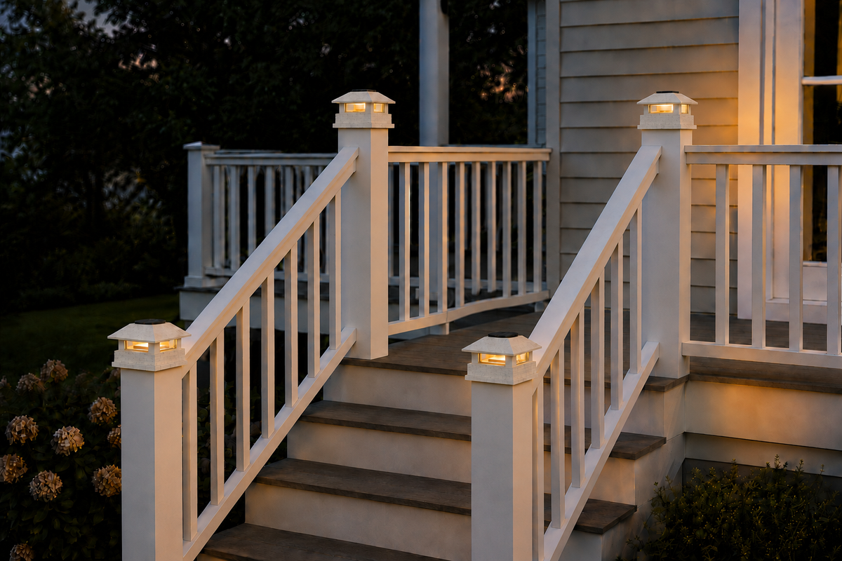 Round Column 4.5-Inch High-Profile Roof Solar Post Cap Mood Light – Marble