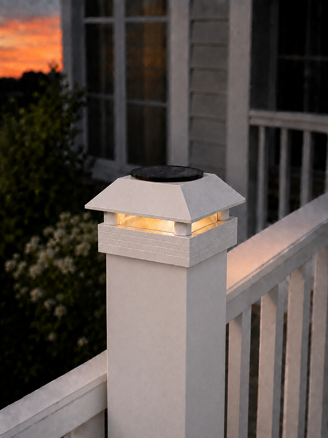 Round Column 4.5-Inch High-Profile Roof Solar Post Cap Mood Light – Marble
