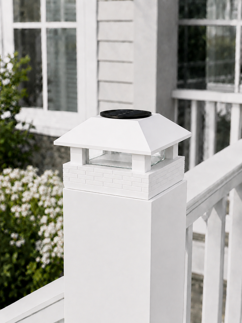 Round Column 4.5-Inch High-Profile Roof Solar Post Cap Mood Light – White