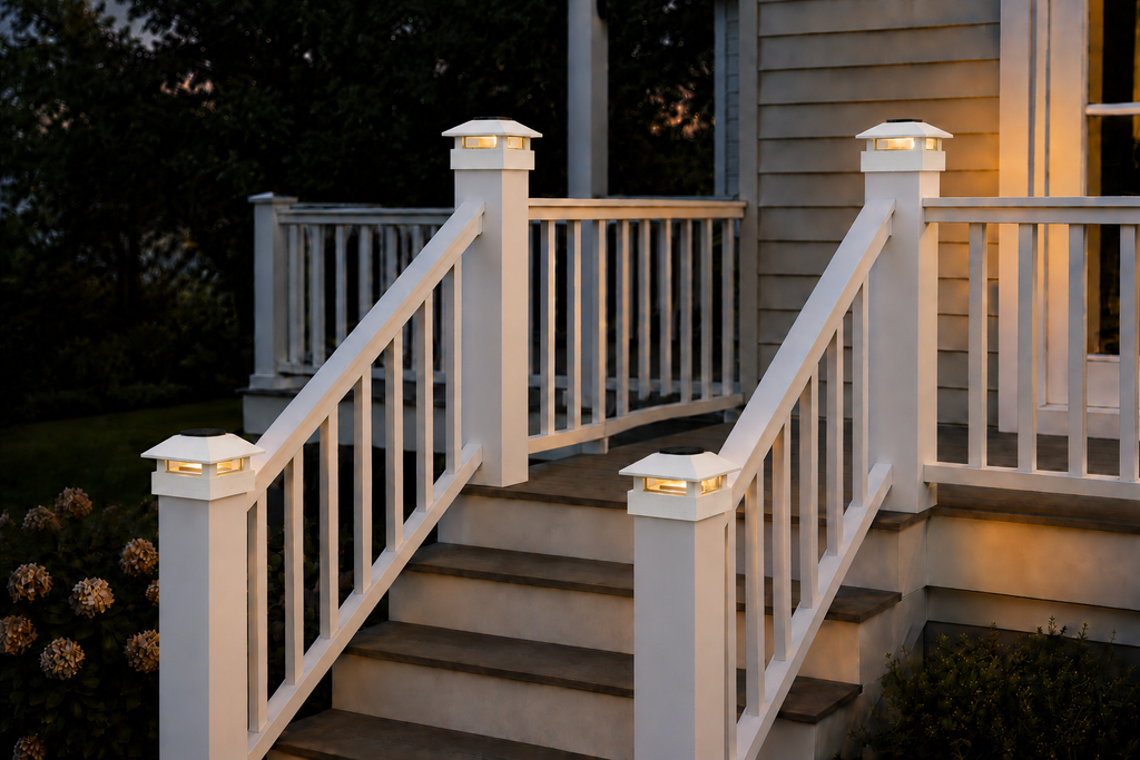 Round Column 4.5-Inch High-Profile Roof Solar Post Cap Mood Light – White