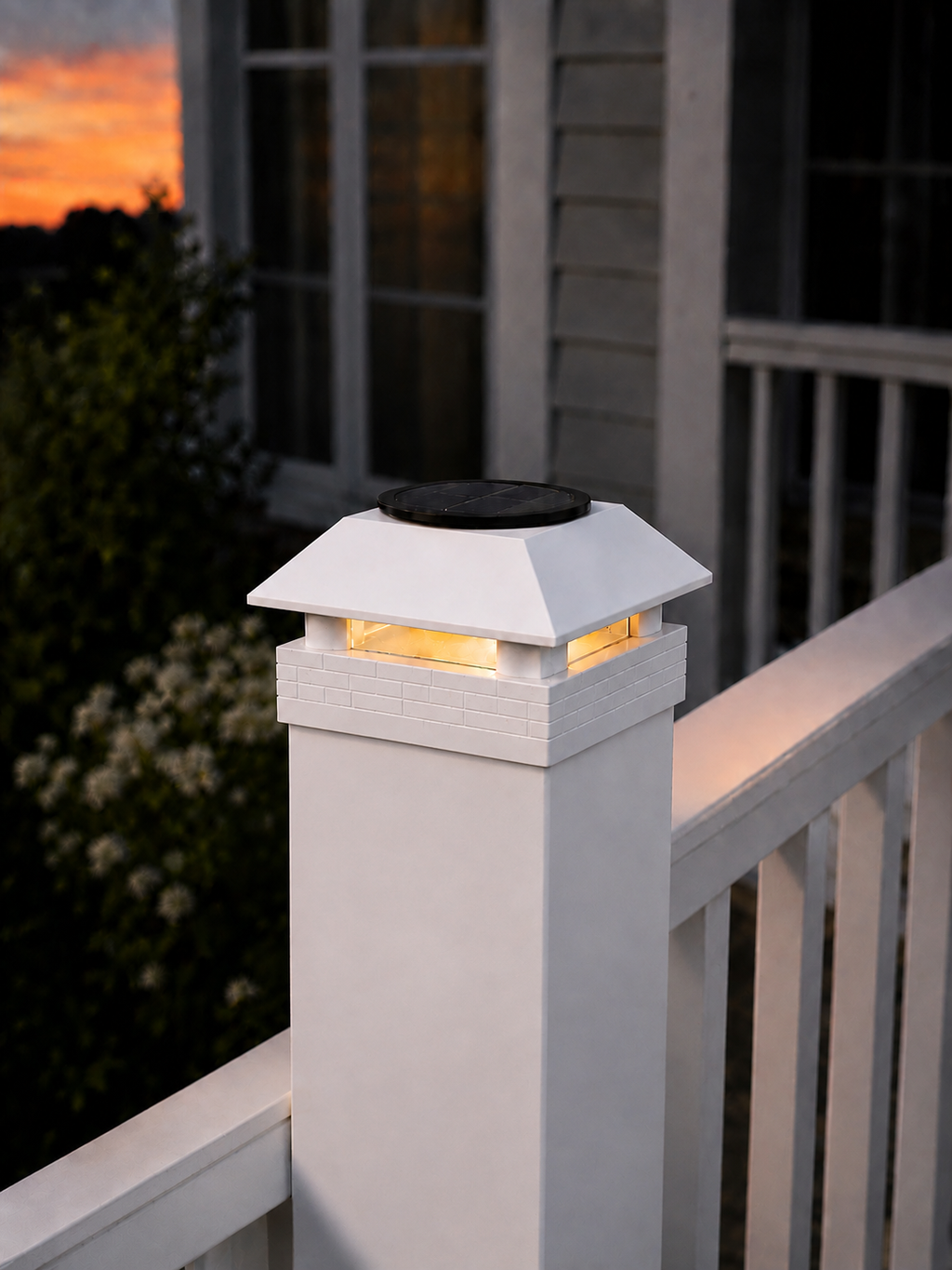 Round Column 4.5-Inch High-Profile Roof Solar Post Cap Mood Light – White