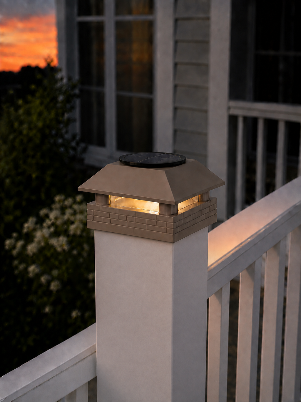 Round Column 4.5-Inch High-Profile Roof Solar Post Cap Mood Light – Olive Brown