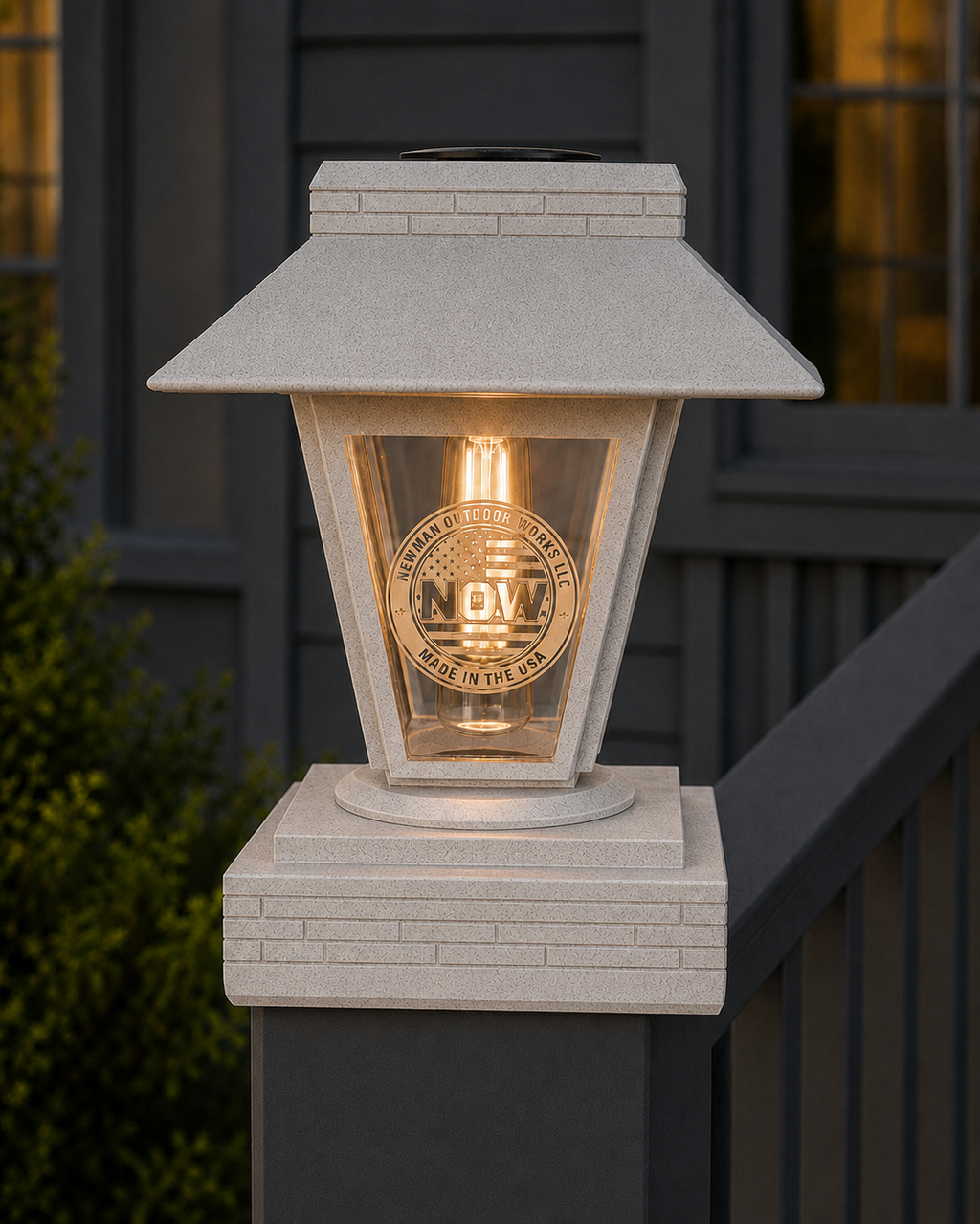 Lantern Engraved Glass 4-Inch Edison Bulb 4.5-Inch Solar Post Cap Light – Marble