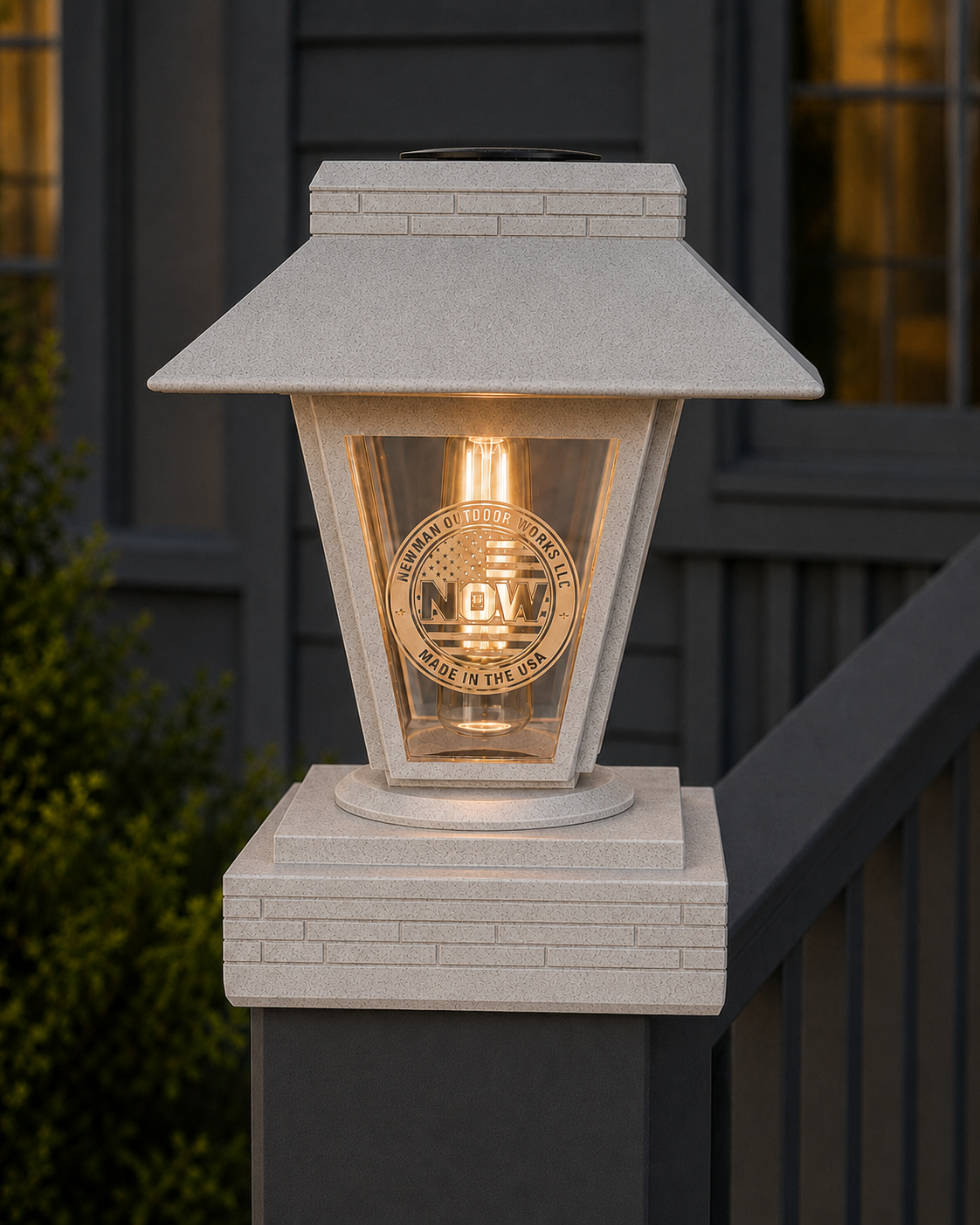 Lantern Engraved Glass 4-Inch Edison Bulb 4.5-Inch Solar Post Cap Light – Marble
