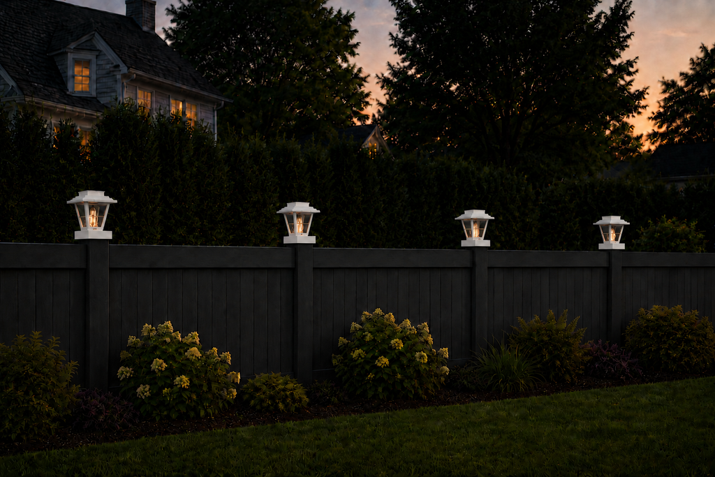 Lantern Engraved Glass 4-Inch Edison Bulb 4.5-Inch Solar Post Cap Light – White