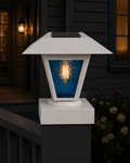 Lantern in Blue Glass 3-Inch Edison Bulb 4.5-Inch Solar Post Cap Light – Marble