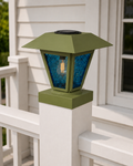 Lantern in Blue Glass 3-Inch Edison Bulb 4.5-Inch Solar Post Cap Light – Natural Green