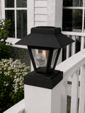 Lantern Engraved Glass 4-Inch Edison Bulb 4.5-Inch Solar Post Cap Light – Black
