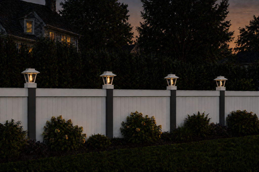 Lantern with 3-Inch Edison Bulb 4.5-Inch Solar Post Cap Light – Marble