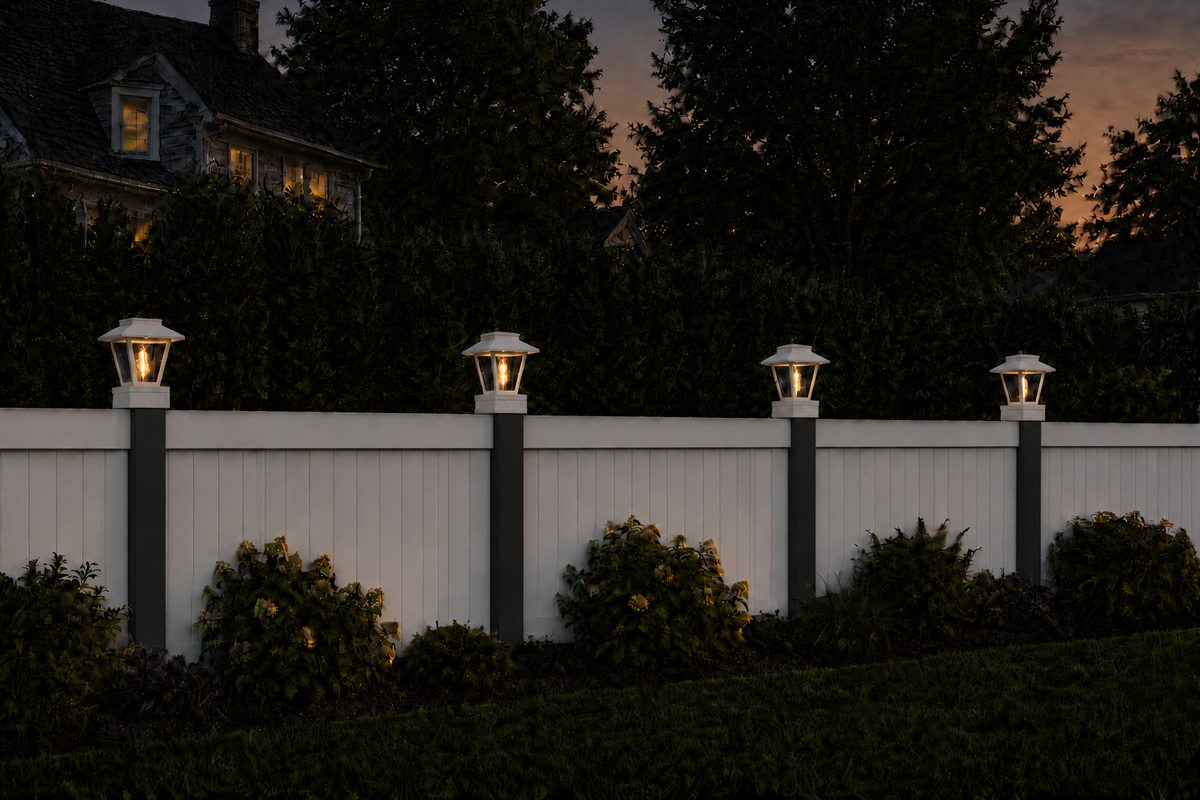 Lantern with 3-Inch Edison Bulb 4.5-Inch Solar Post Cap Light – Marble