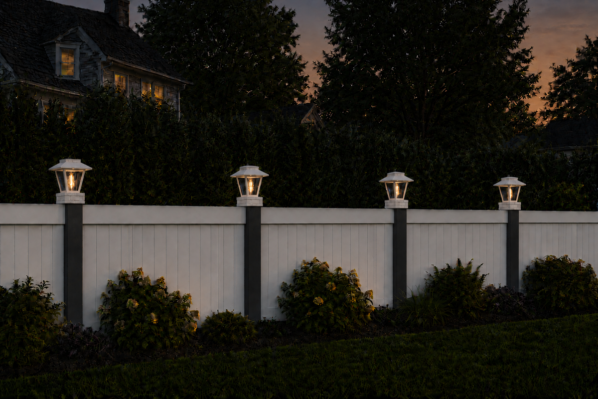 Lantern with 3-Inch Edison Bulb 4.5-Inch Solar Post Cap Light – Marble