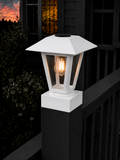 Lantern with 3-Inch Edison Bulb 4.5-Inch Solar Post Cap Light – White