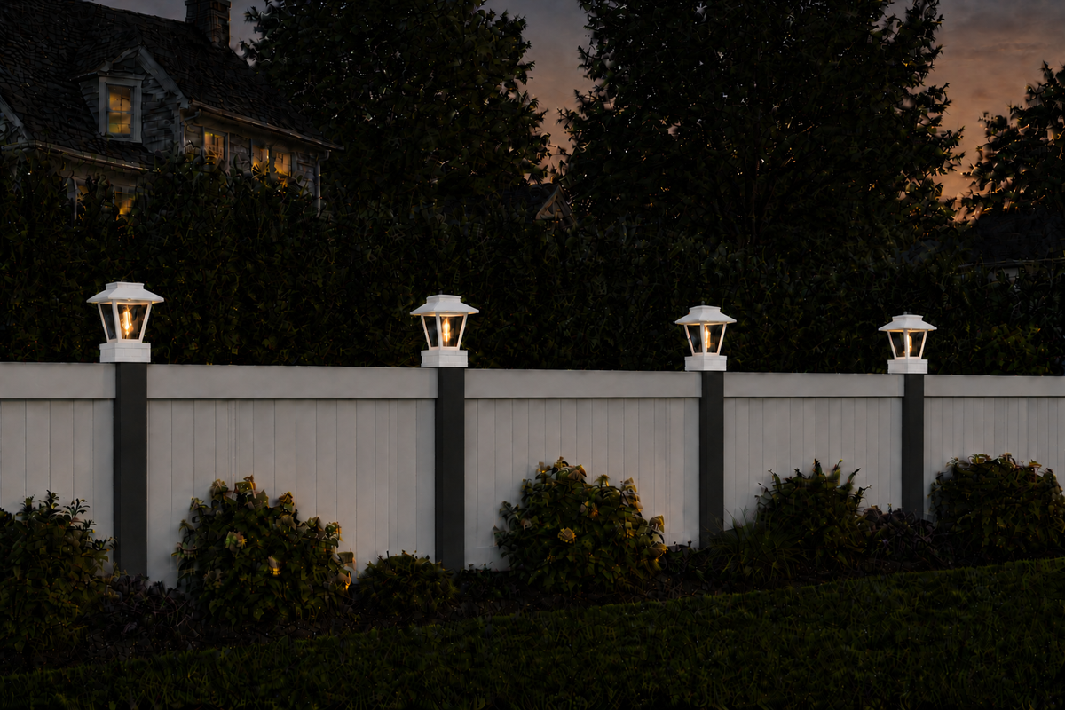 Lantern with 3-Inch Edison Bulb 4.5-Inch Solar Post Cap Light – White
