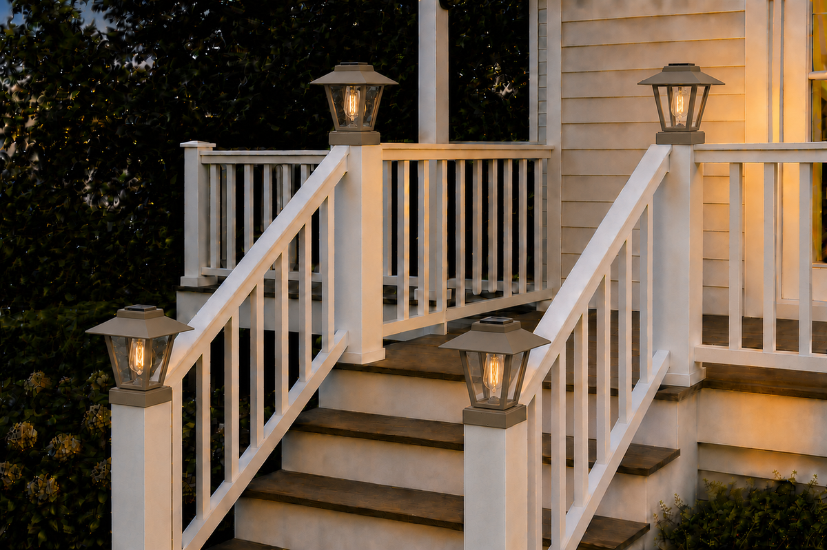 Lantern with 3-Inch Edison Bulb 4.5-Inch Solar Post Cap Light – Olive Brown