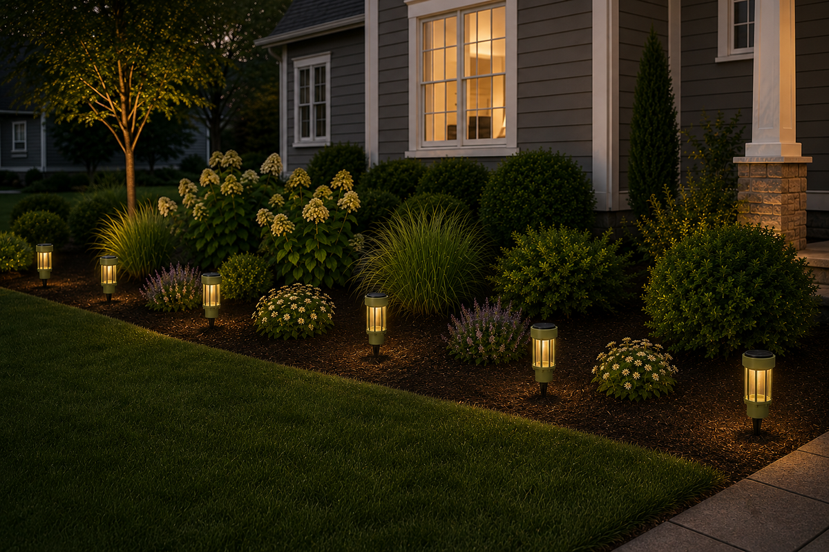 Decorative Clear Glass LED Solar Landscape Light – Natural Green