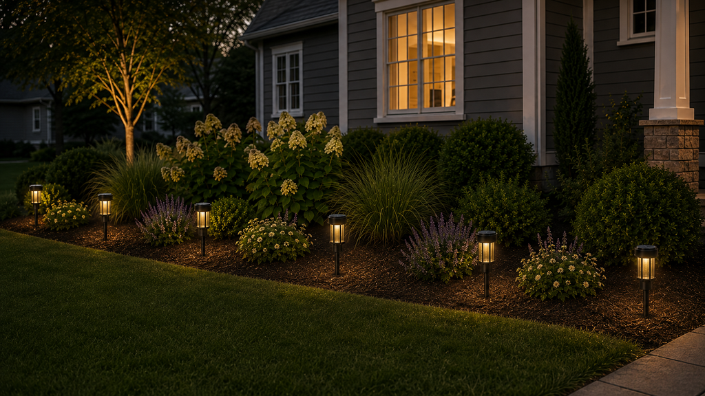 Decorative Clear Glass LED Solar Landscape Light with Riser – Black