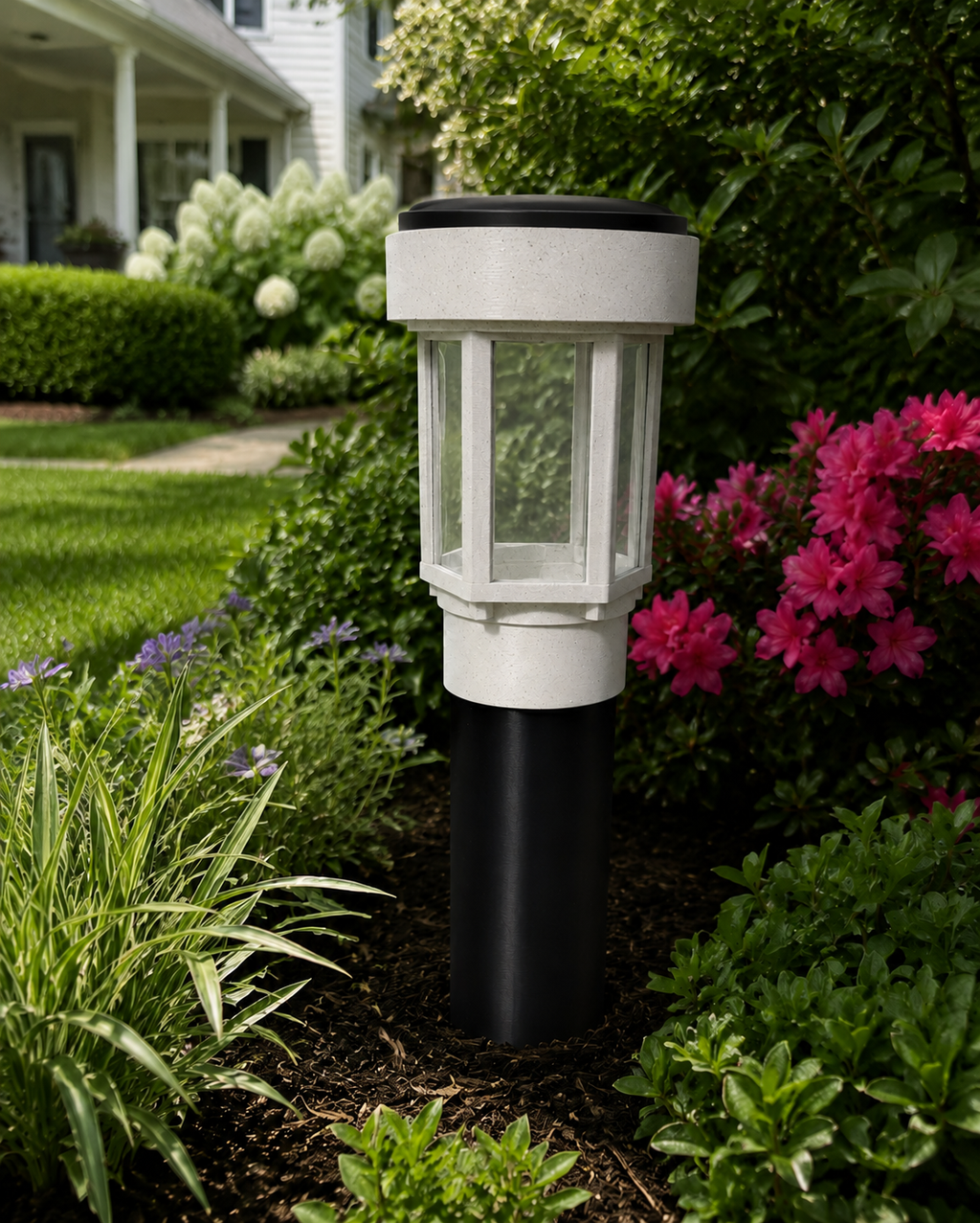 Decorative Clear Glass LED Solar Landscape Light with Riser – Marble