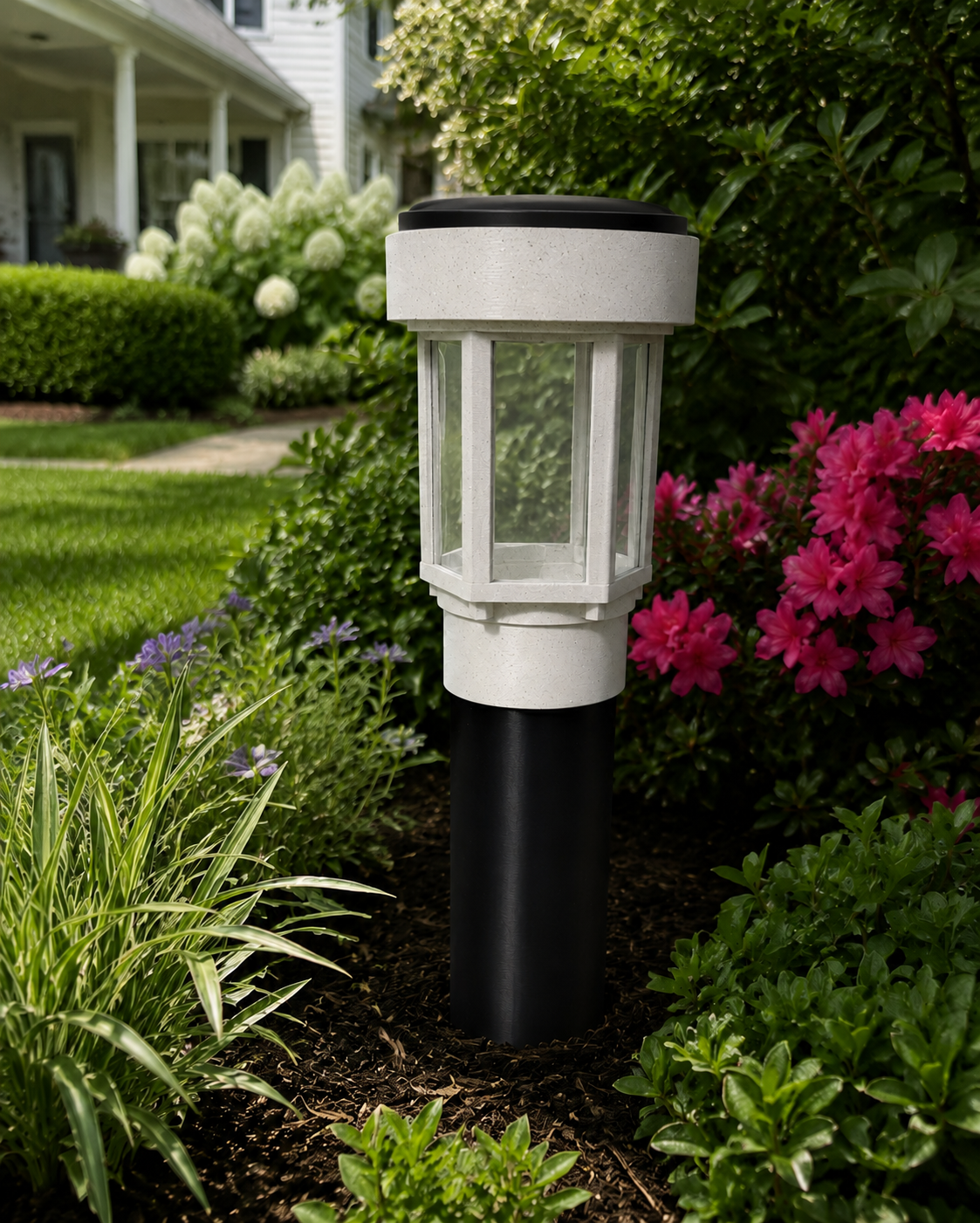 Decorative Clear Glass LED Solar Landscape Light with Riser – Marble