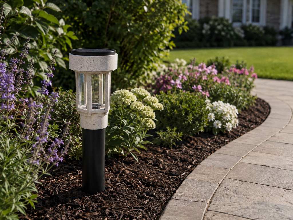 Decorative Clear Glass LED Solar Landscape Light with Riser – Marble