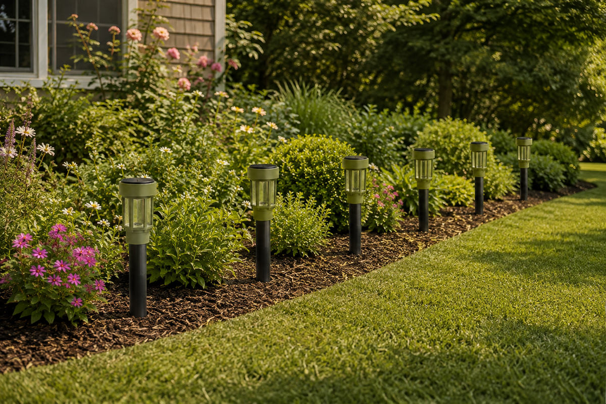 Decorative Clear Glass LED Solar Landscape Light with Riser – Natural Green