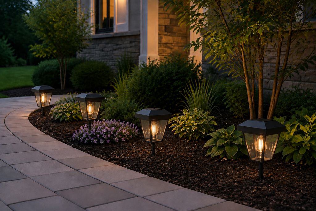 Lantern with Clear Glass Small Edison Bulb Solar Landscape Light – Black