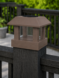 Classic Square 4.5-Inch Solar Post Cap Light – Olive Brown