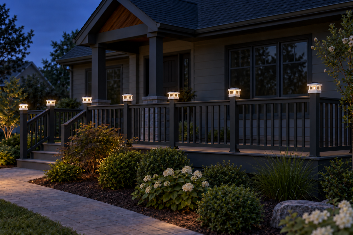 Round Column 4.5-Inch Low-Profile Roof Solar Post Cap Mood Light – White