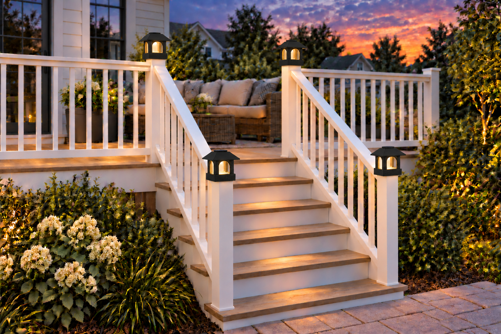 Arched Leaf Column 4.5-Inch High-Profile Roof Solar Post Cap Light – Black