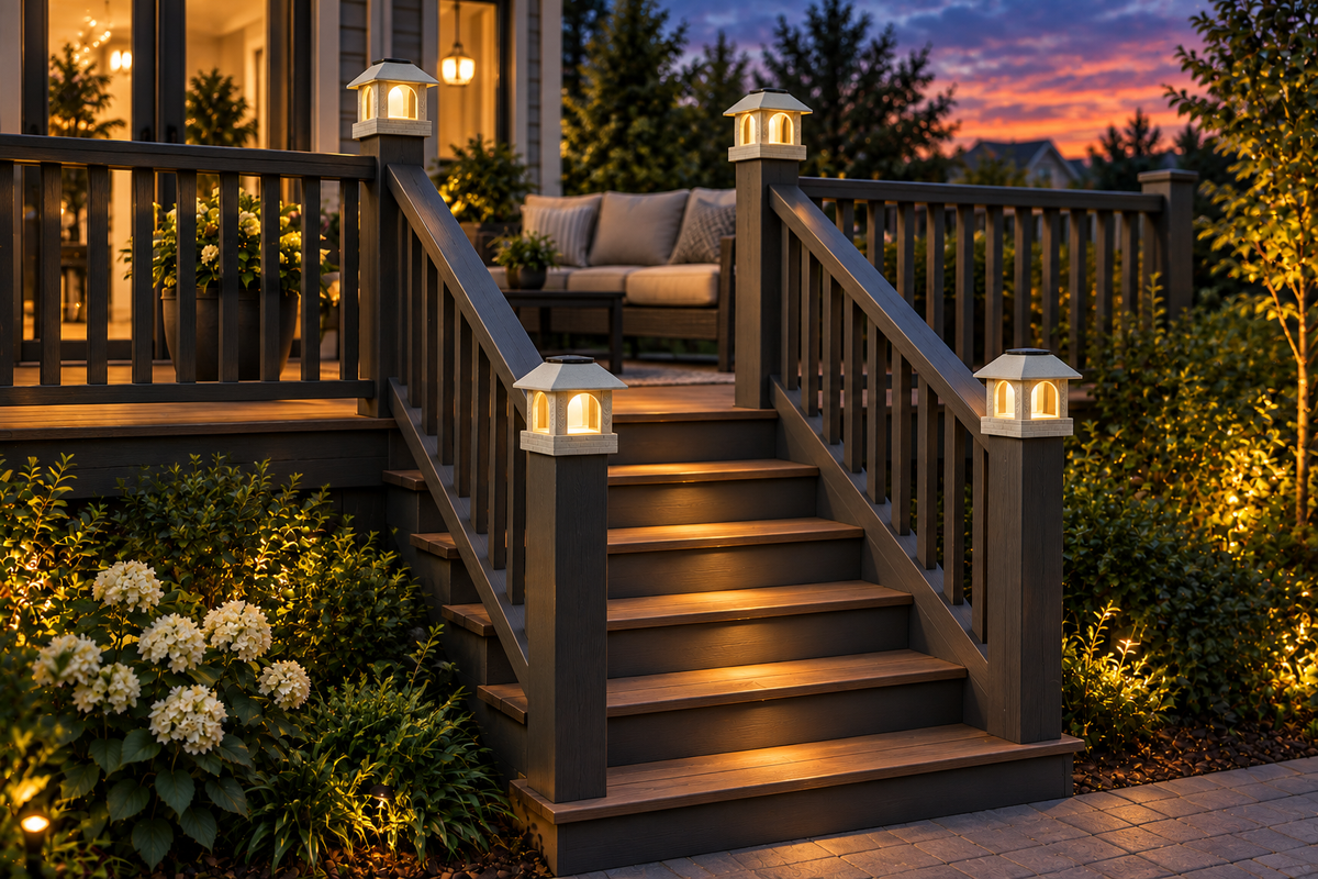 Arched Leaf Column 4.5-Inch High-Profile Roof Solar Post Cap Light – Marble
