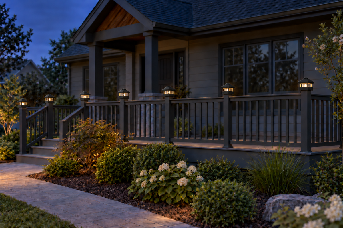 Round Column 4.5-Inch High-Profile Roof Solar Post Cap Mood Light – Black