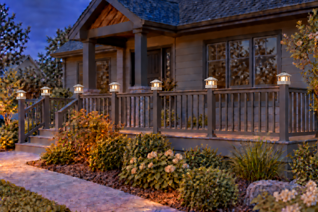 Round Column 4.5-Inch Low-Profile Roof Solar Post Cap Light – Marble