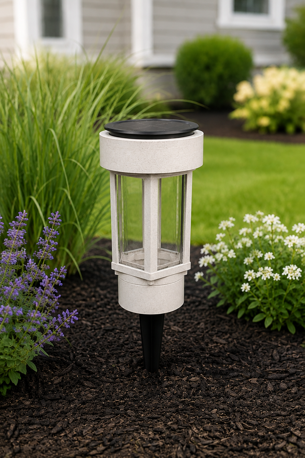 Decorative Clear Glass LED Solar Landscape Light – Marble