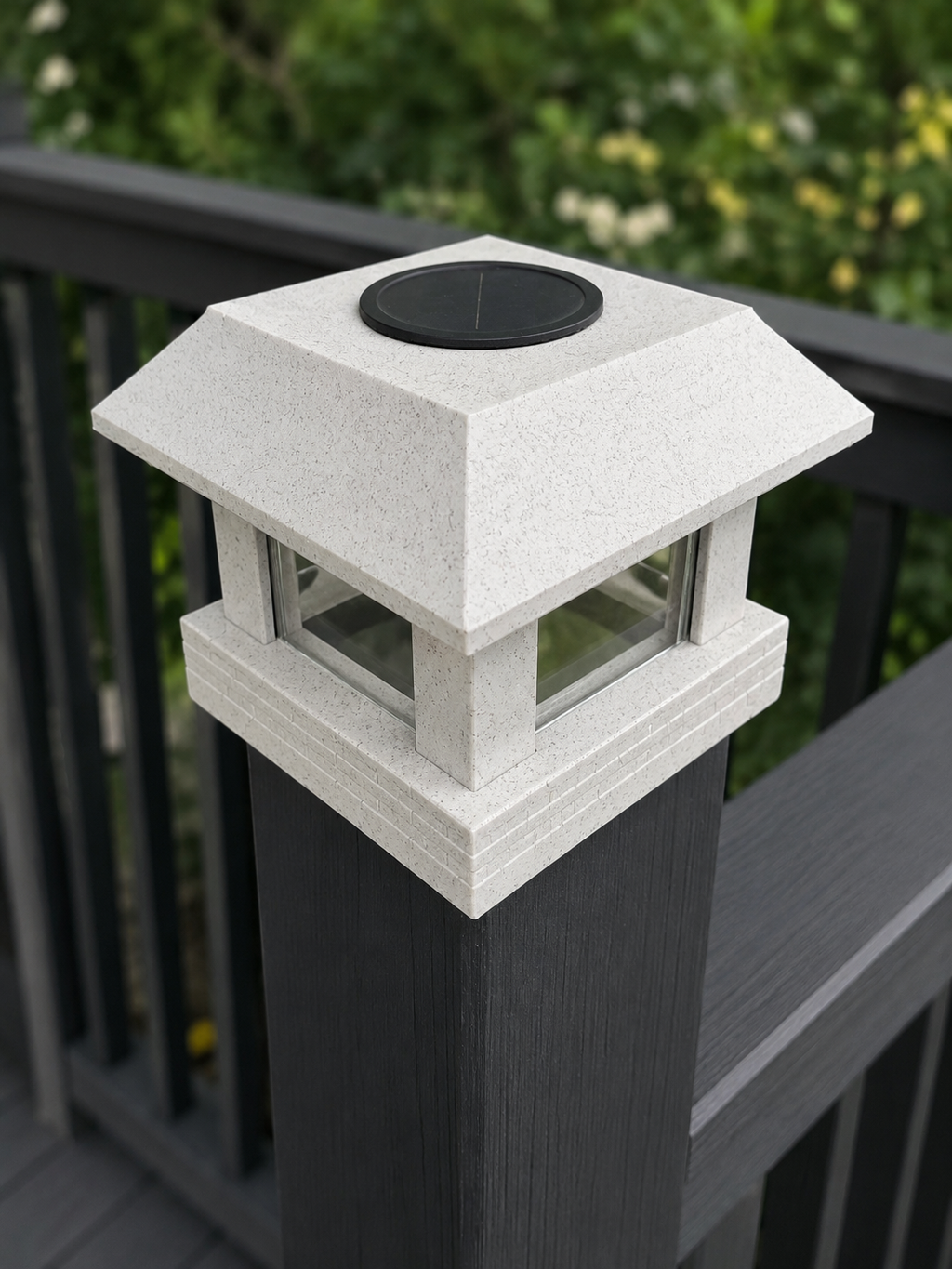 Classic Square 4.5-Inch Solar Post Cap Light – Marble